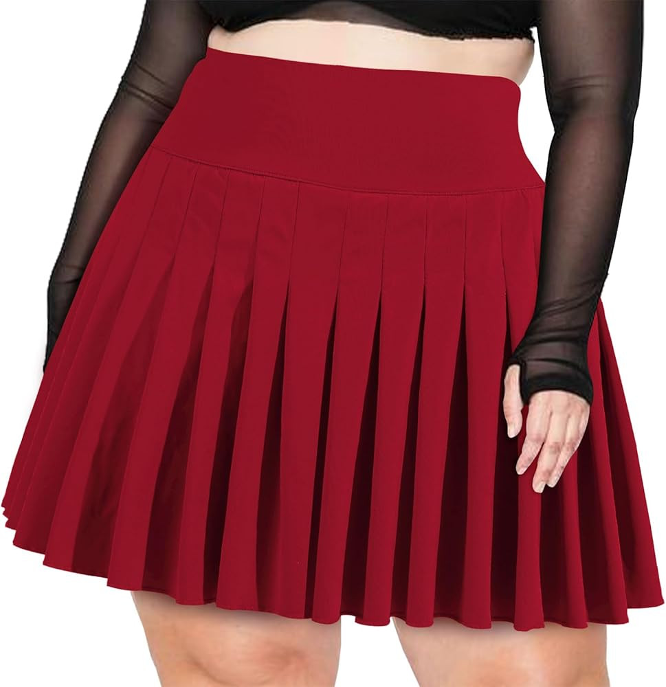 Moon Wood Women's Plus Size Pleated Tennis Skirt- Girls High Waist Athletic Golf Skirts with Shor... | Amazon (US)