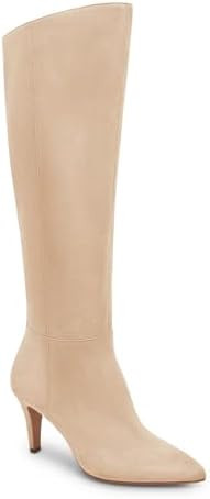 Coutgo Womens Wide Calf Knee High Boots Stiletto High Heel Pointed Toe Side Zipper Suede Long Boo... | Amazon (US)