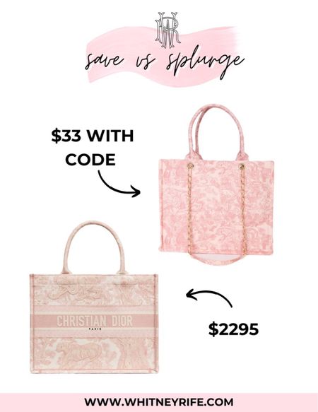 Save VS Splurge!
Dior book tote dupe
Code GIRLSRULE20 for 20% off all Lulu’s! 


#LTKFind #LTKSale #LTKunder100