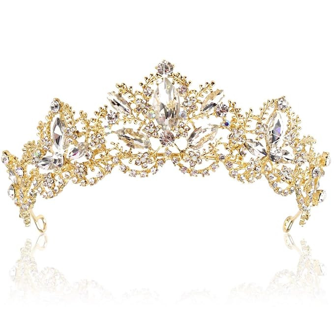 Gold Tiara Wedding Tiaras and Crowns for Women,Rhinestone Queen Tiara for Women Princess Crown Bi... | Amazon (US)