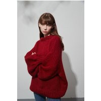 Hand Knit Mohair Oversized Sweater Dress - Deep Red Boat Neck | Etsy (US)