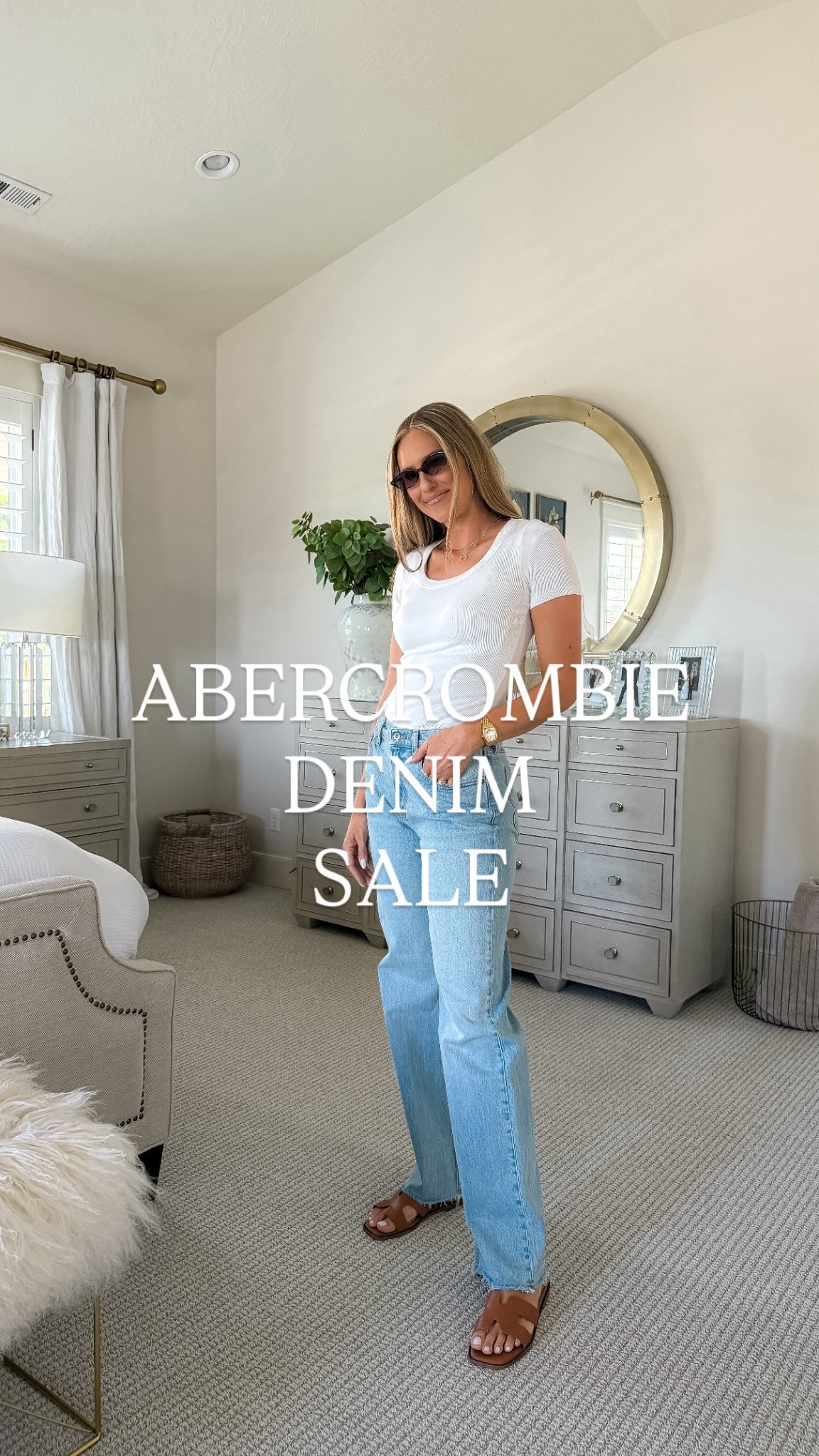 Love this Abercrombie denim! On sale right now + true to size. 

White tee, slides, looks for less, jeans 

#LTKFindsUnder100 #LTKSaleAlert #LTKFindsUnder50