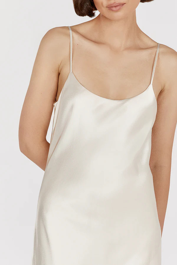 MYA CREAM SATIN SLIP MAXI DRESS | DISSH