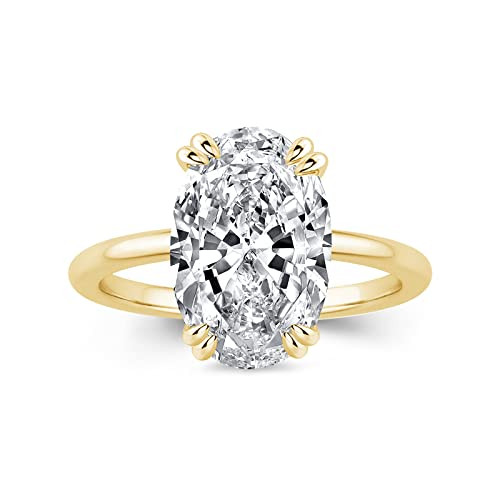 5CT Stunning Oval Cut Engagement Ring for Women,Simulated Diamond Ring,18K Yellow/White Gold Plat... | Amazon (US)