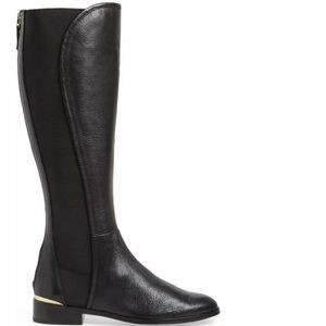 Louise et Cie Womens Vallery Tall Black Leather Boots Black Elastic Panels 7.5 | Poshmark