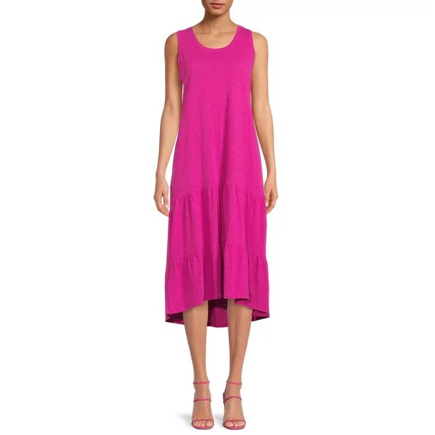 Time and Tru Women's High Low Sleeveless Tiered Knit Dress - Walmart.com | Walmart (US)