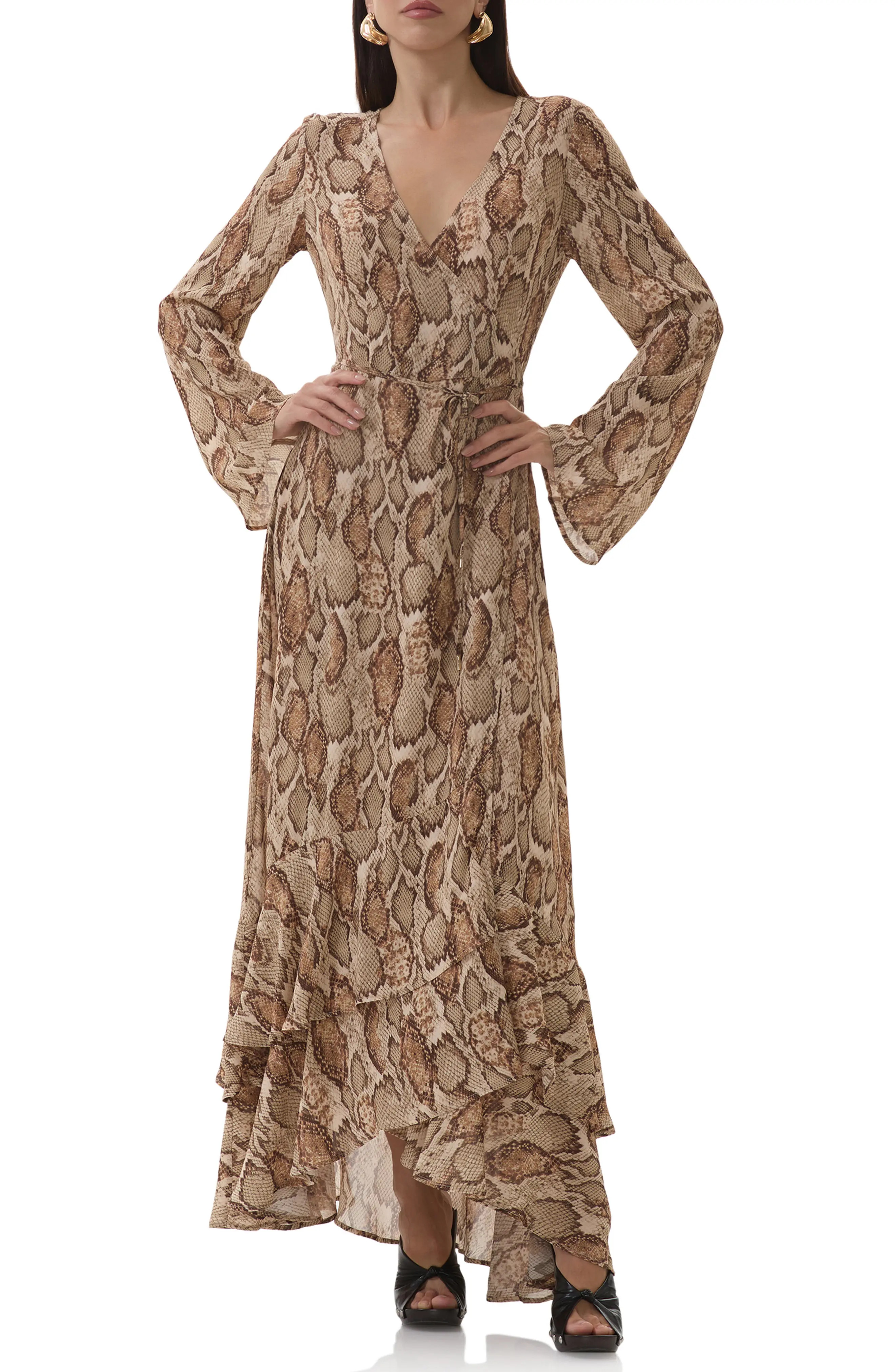 Mimi Snakeskin Print Long Sleeve Wrap Dress (Women) | Nordstromrack | Nordstrom Rack