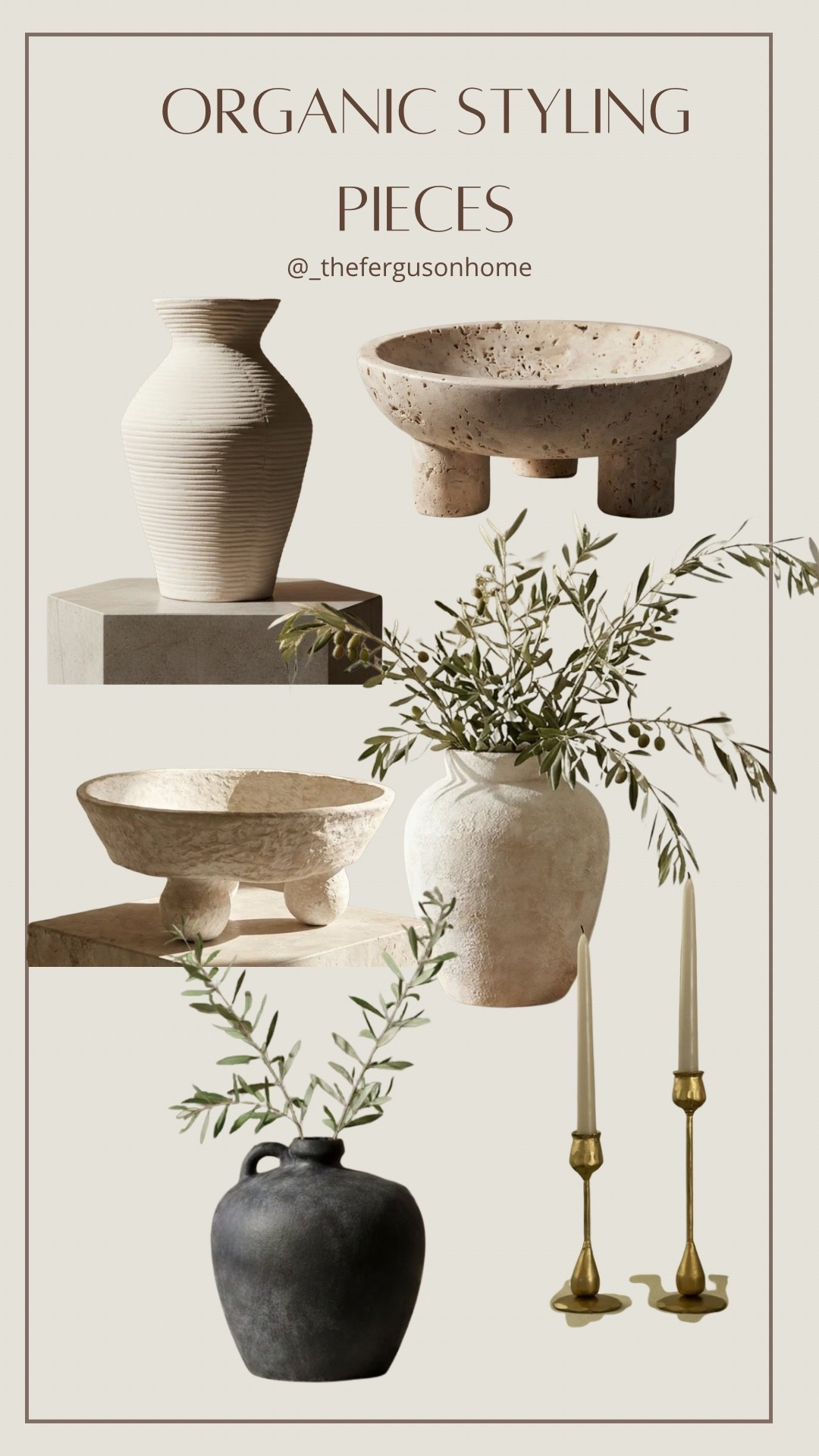Organic modern styling pieces. Organic vases, candlestick holders, travertine bowls 

#LTKHome