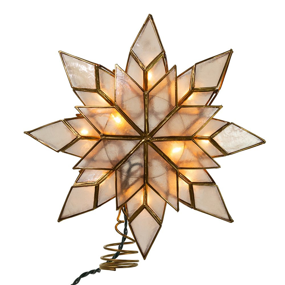 Kurt Adler 8.5-Inch Capiz Star Tree Topper with 10 Clear Lights and 1 Spare Bulb | Amazon (US)