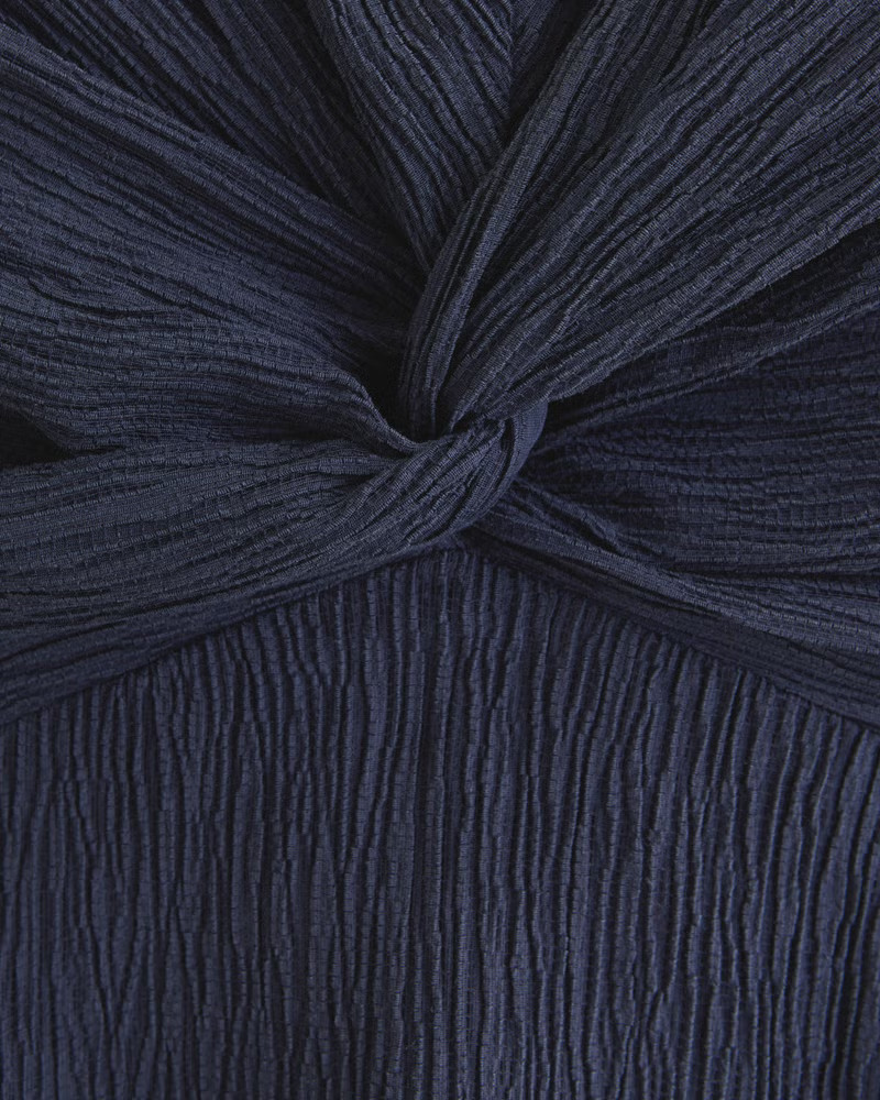 Crinkle Textured Twist-Front Mini Dress | Abercrombie & Fitch (US)