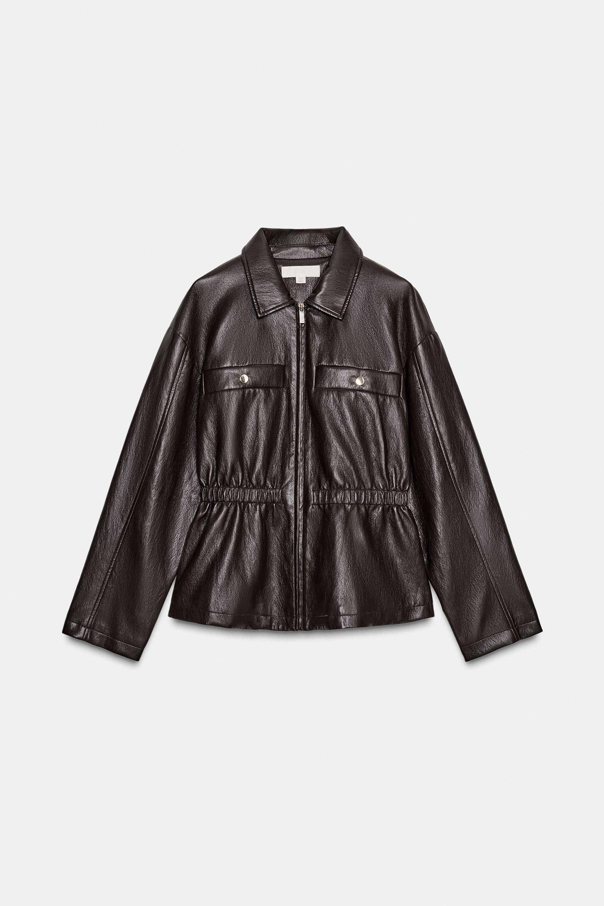 FAUX LEATHER ELASTIC WAIST JACKET | Zara US