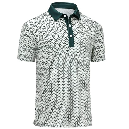 Men Golf Shirts, Sports T Shirt Dry Fit Performance Polo Green Leaves XXL | Amazon (US)