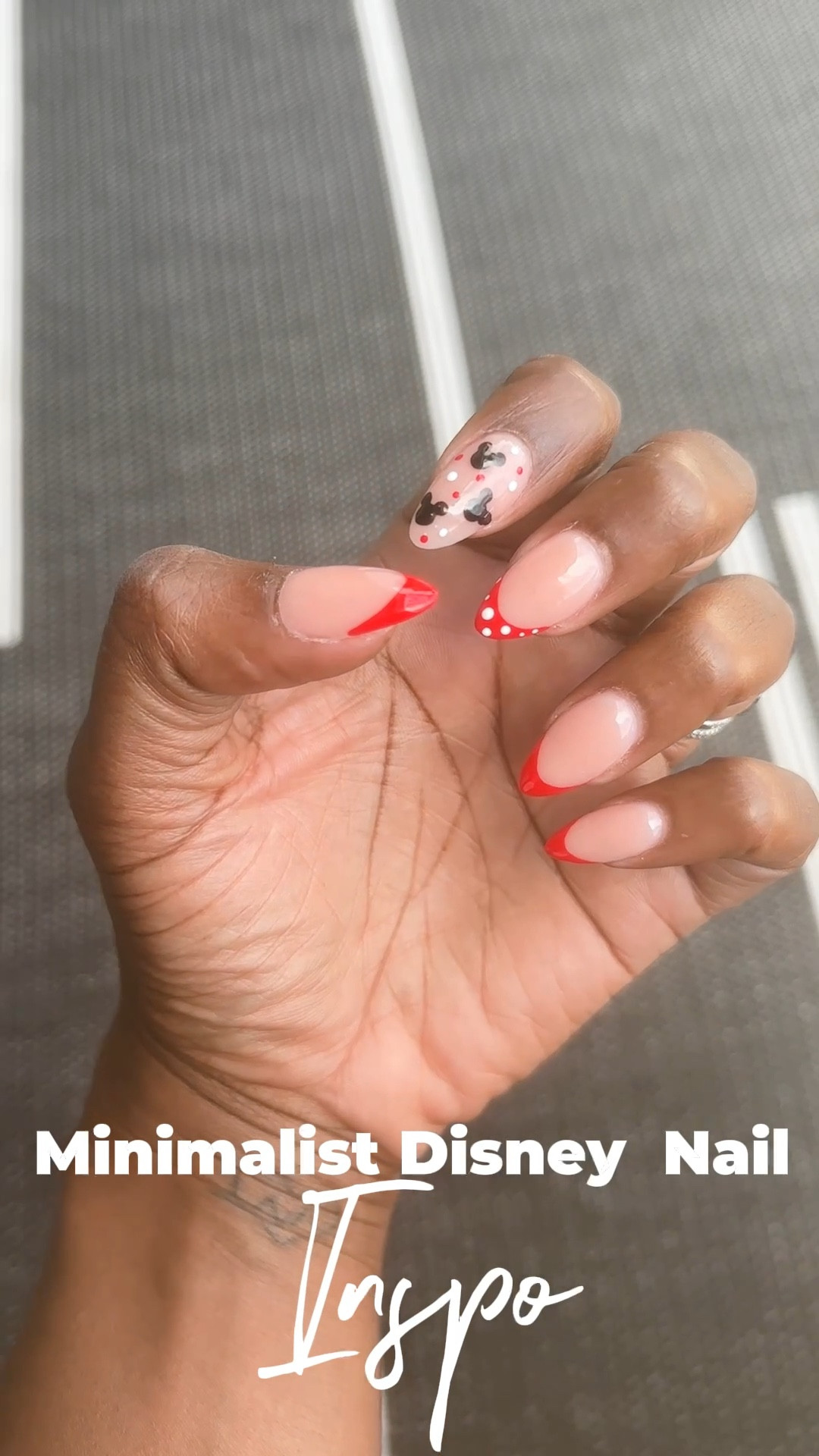 The last step before we board that plane to Disney! Save this nail inspo for your next trip! Love the minimalist look while still making a statement! 
❤️🖤🤍

#disney #disneyworld #disneyinspo #disneyparks #disneyltk #nailinspo #mickey #minnie #disneynails #nails #nailart #nailsoftiktok #nailsartvideos

#LTKWatchNow #LTKStyleTip #LTKTravel