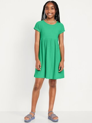 Short-Sleeve Ribbed Dress for Girls | Old Navy (US)