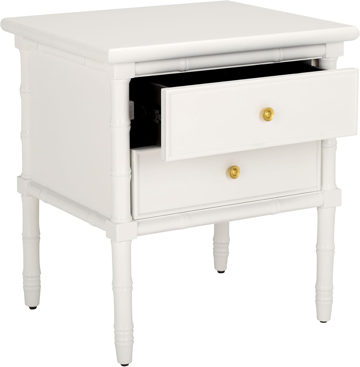 SAFAVIEH Furniture - Niah 2-Drawer Nightstand - White & Gold - Wood - Glam Hardware Design - Idea... | Amazon (US)