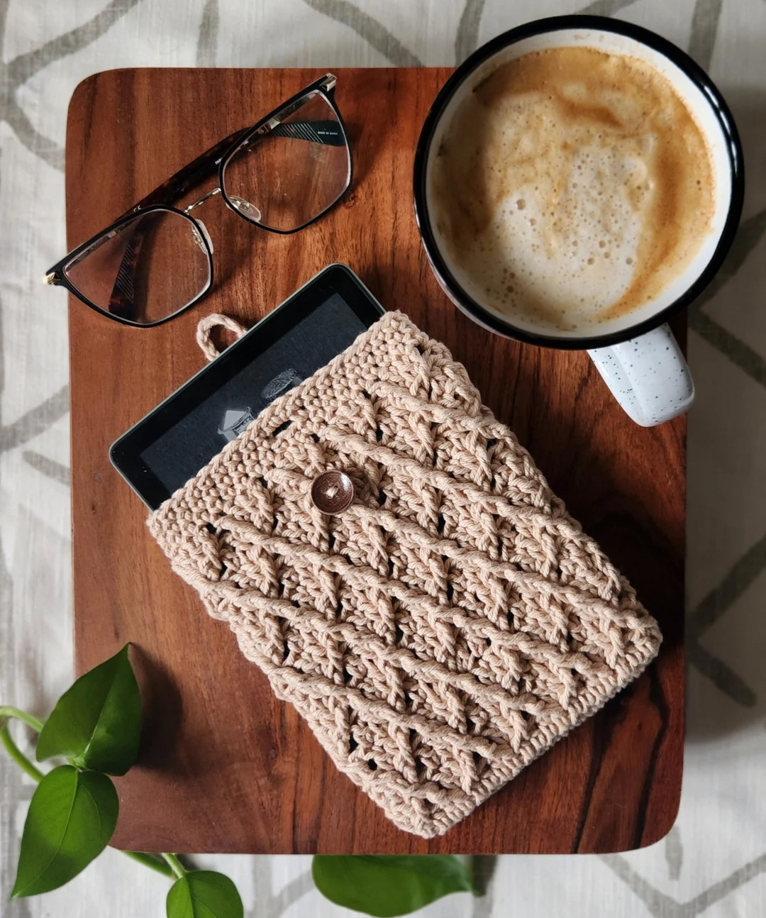 Crochet Kindle Sleeve Diamond Patterned Cotton E-reader Cozy - Etsy | Etsy (US)