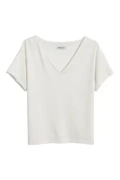Supima® Cotton Drapey V-Neck Crop T-Shirt | Nordstrom