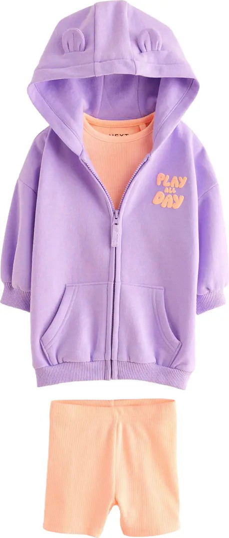 NEXT Kids' Zip Hoodie, Top & Bike Shorts Set | Nordstrom | Nordstrom