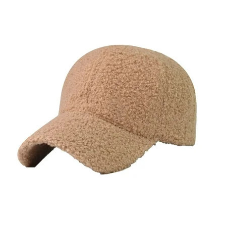 ZQUUVOU Winter Baseball Cap for Women Men Faux Fur Fuzzy Baseball Cap Warm Shearling Fleece Lined Adjustable Ball Cap Khaki | Walmart (US)
