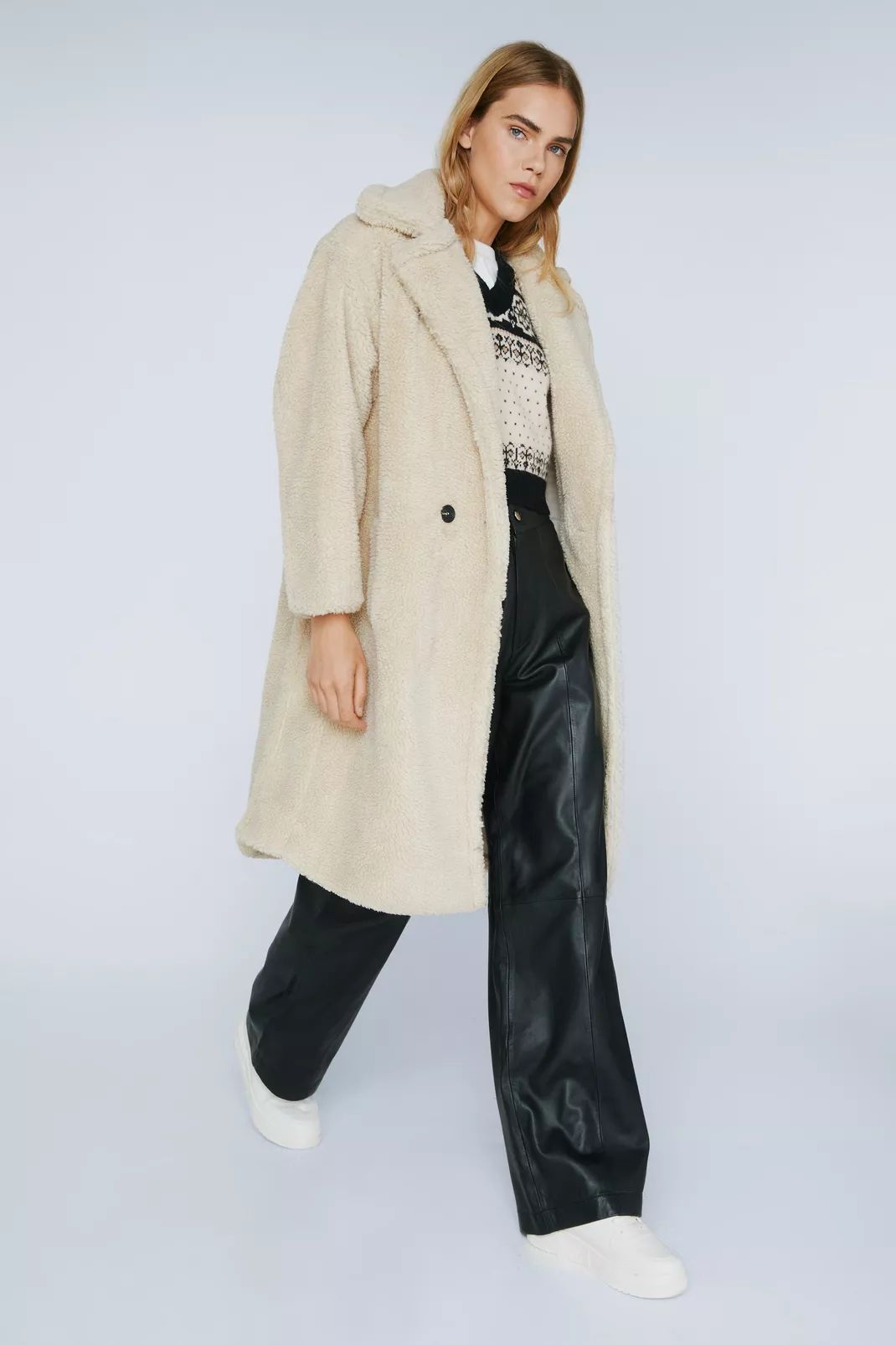 Oversized Longline Faux Fur Teddy Coat | NastyGal (UK, IE)