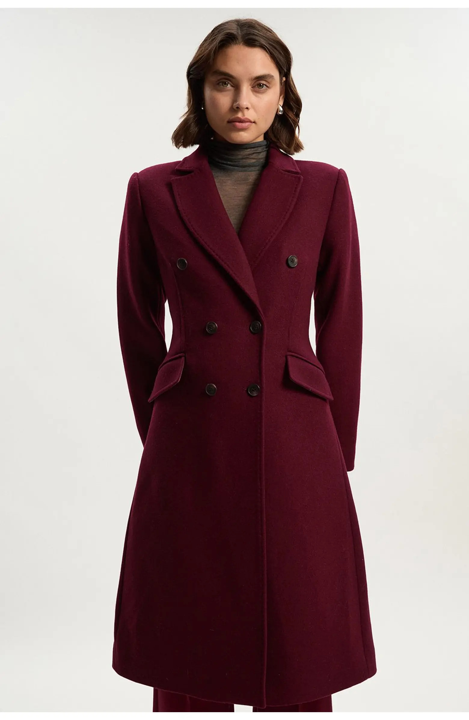 Karen Millen Wool Double Breasted Midi Coat | Nordstrom | Nordstrom