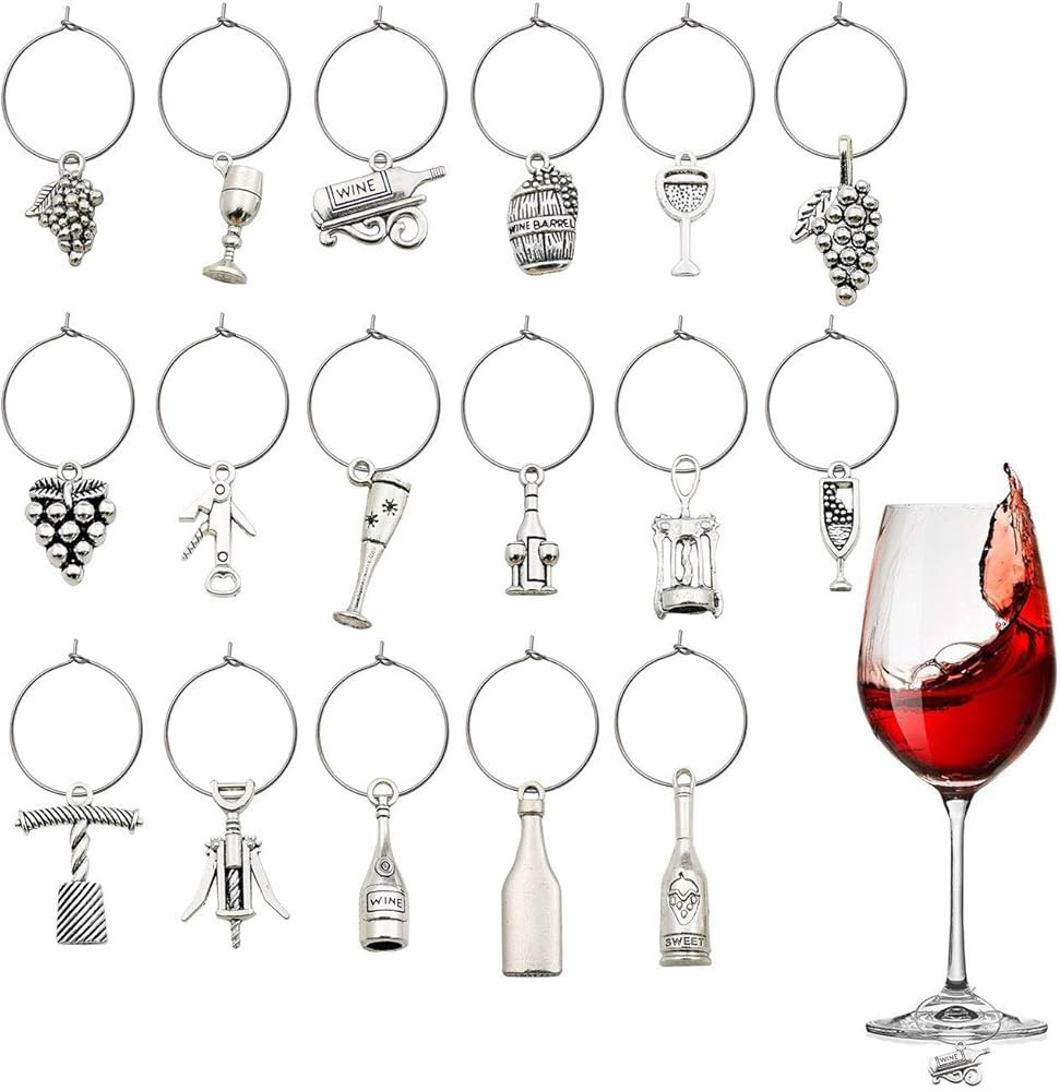 WOCRAFT 50 Sets Craft Supplies Wine Glass Charms Markers Wine Tasting Party Decoration Supplies G... | Amazon (US)