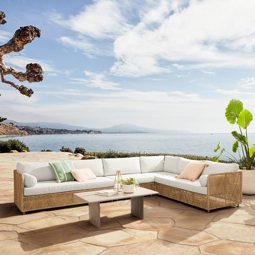 Coastal Outdoor 4-Piece L-Shaped Sectional | West Elm (US)