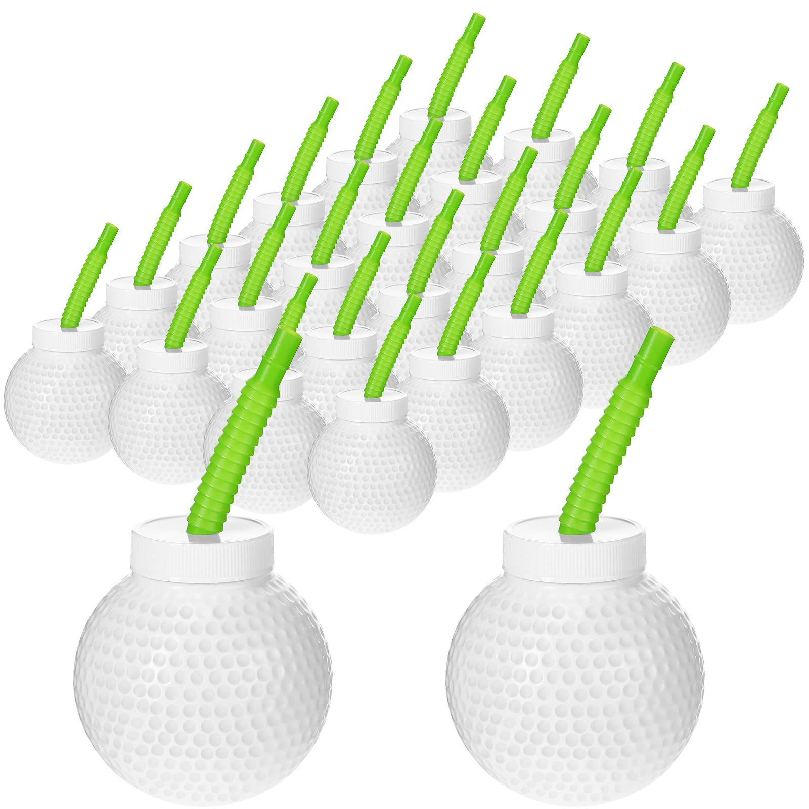 Sumind 24 Set Golf Ball Cups with Straws and Lids, 10 oz Plastic Reusable Golf Party Cups Bulk fo... | Amazon (US)