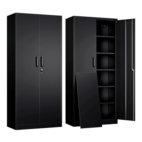 Yizosh Metal Garage Storage Cabinet with 2 Doors and 5 Adjustable Shelves - 71" Steel Lockable Fi... | Amazon (US)