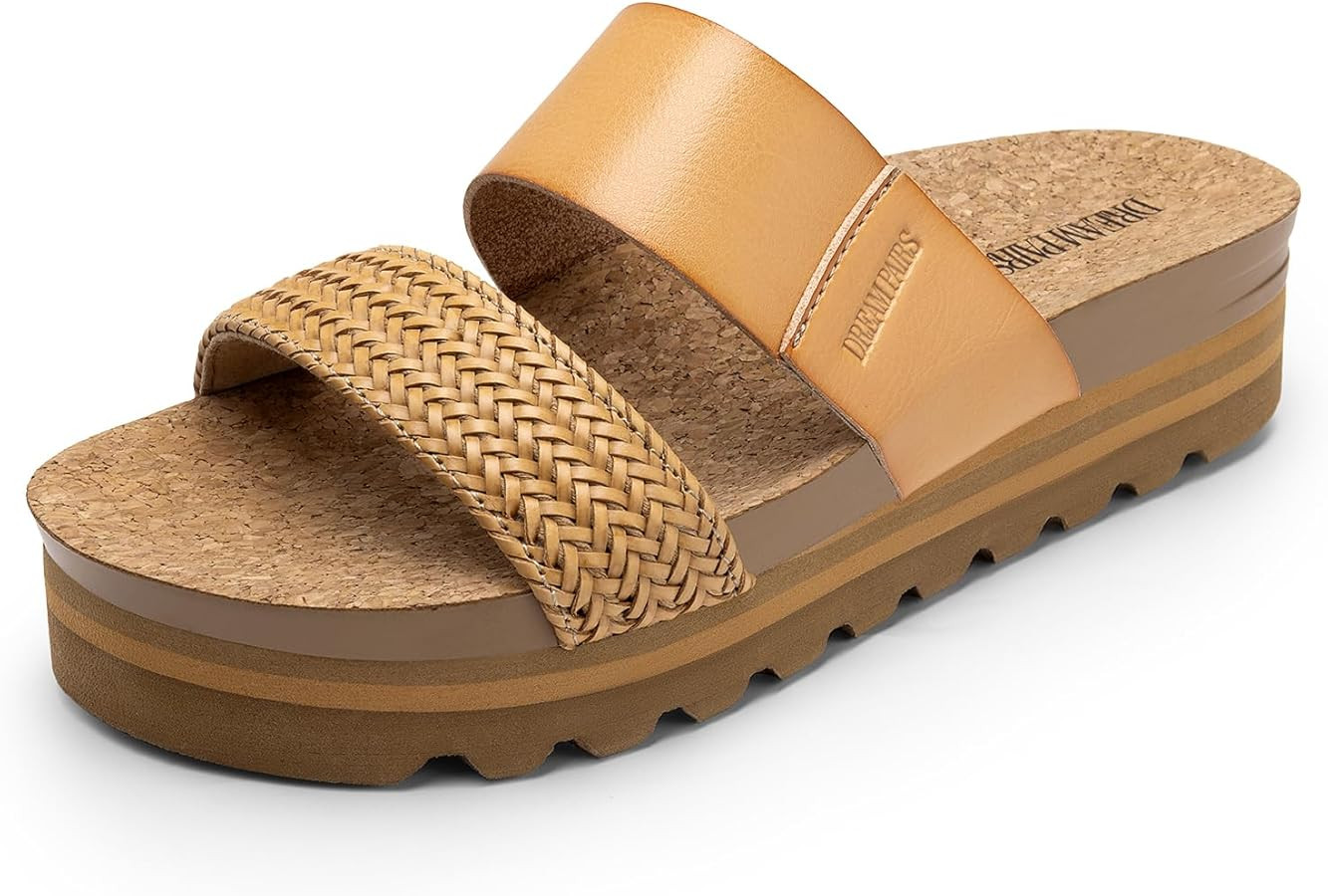 DREAM PAIRS Women's Platform Wedge Sandals with Arch Support, Comfortable Beach Slip-on Flat Sand... | Amazon (US)