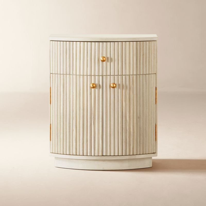 Cameo Curved Whitewashed Wood Nightstand with Drawer + Reviews | CB2 | CB2