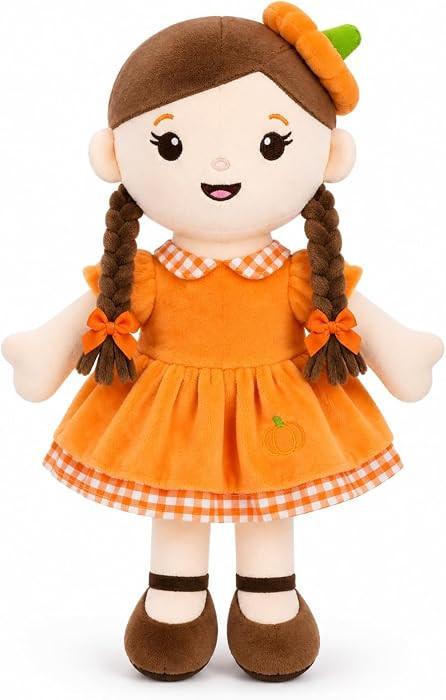 Fall Plush Doll,13" Girl Plush Figure With Yellow Dress Pumpkin Embroidery | Amazon (US)