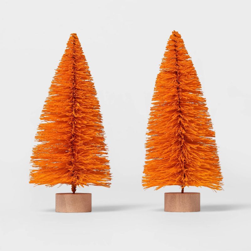 2pk Orange Bottle Brush Halloween Artificial Tree - Hyde & EEK! Boutique™ | Target