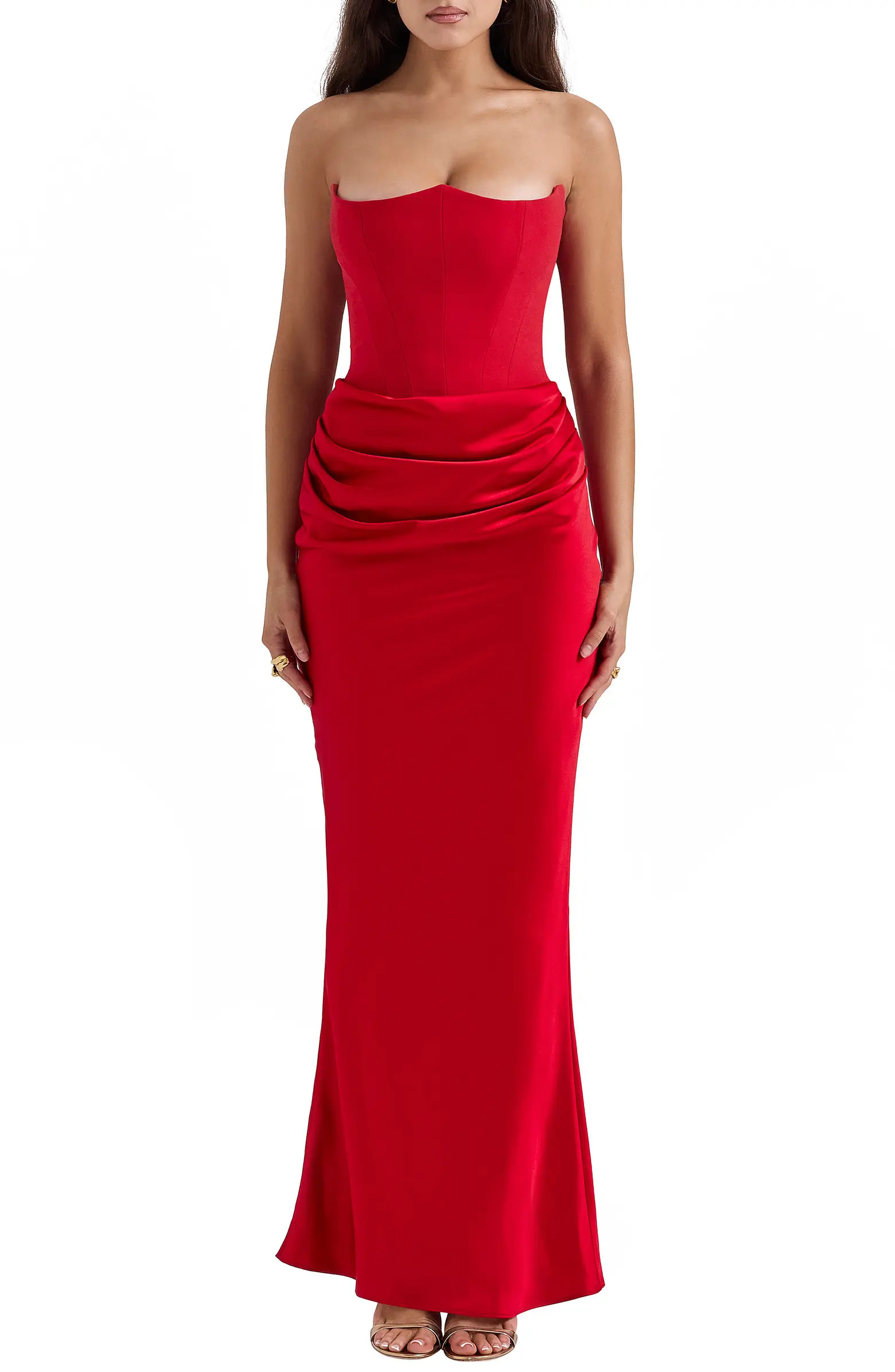 HOUSE OF CB Persephone Strapless Satin Corset Cocktail Dress | Nordstrom | Nordstrom
