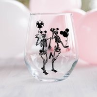 Halloween Wine Glass, Skeleton At Theme Park Wine, Mouse Halloween, Gift For Adults, Party, October  | Etsy (US)