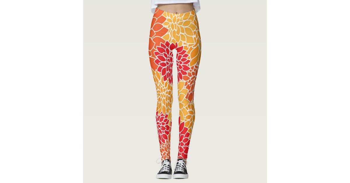 Retro Bright Colorful Floral Flowers Pattern Leggings | Zazzle.com | Zazzle