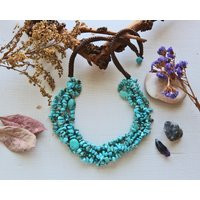 Multi Strand Turquoise Necklace. Statement Boho Blue Chunky | Etsy (US)