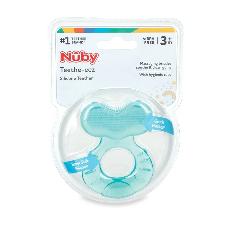 Nuby Teethe-eeze Silicone Teether Toy for Babies, Aqua | Walmart (US)