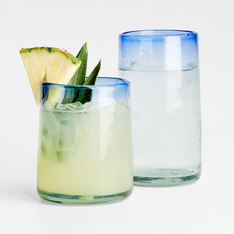 Pacifico Blue Rim Glasses | Crate & Barrel | Crate & Barrel