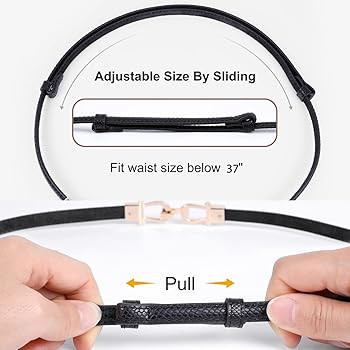 WERFORU Women 3 Pack Skinny Belt for Dress,Thin Waist Belt - Adjustable Leather Belt with Gold Bu... | Amazon (US)