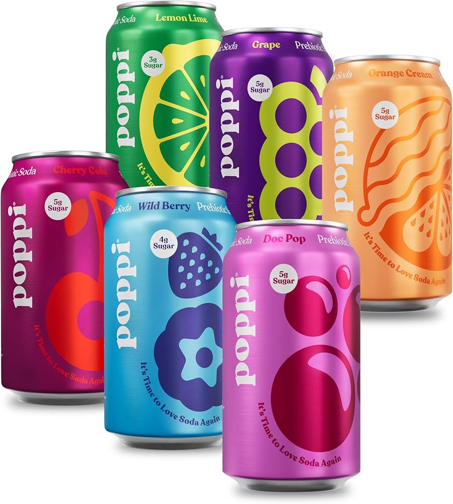 POPPI Sparkling Prebiotic Soda, Beverages w/Apple Cider Vinegar, Seltzer Water & Fruit Juice, NEW... | Amazon (US)