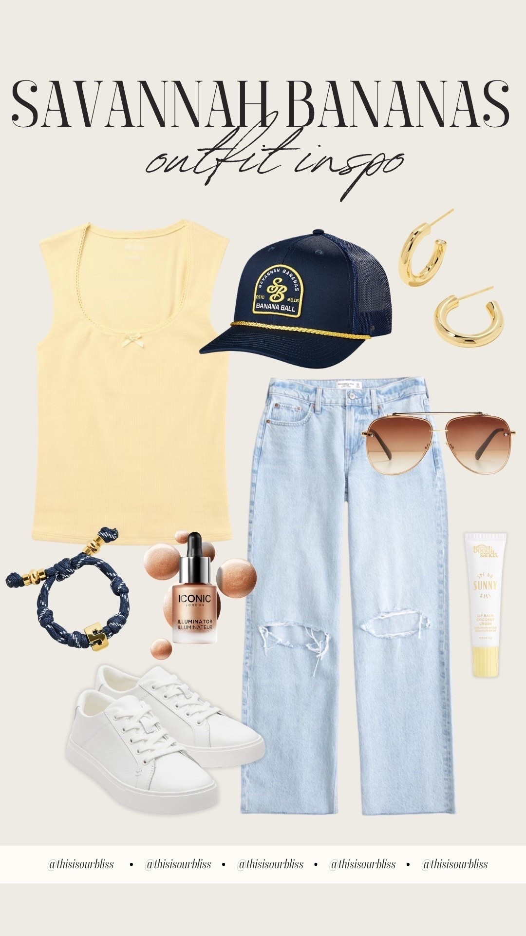 Savannah Bananas game day, but make it comfortable + cute for a hot summer day 💛⚾️ 🍌💙

Savannah Bananas outfit, cute sporty outfit, women’s game day style,game day fashion, baseball outfit inspo 

#LTKmomlife #LTKdayinmylife #LTKOver40