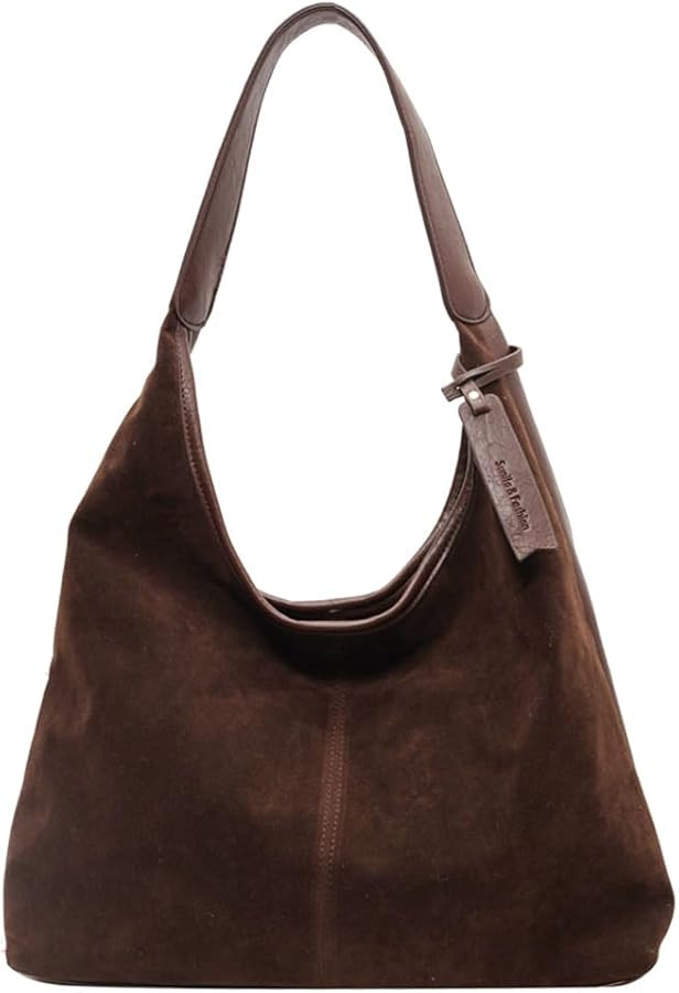 Leather Hobo Bags for Women Brown Purses Suede Purse Slouchy Tote Bag Suede Tote Bag Fall Purses ... | Amazon (US)