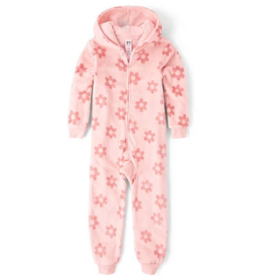 The Children's Place Girls Long Sleeve Floral Fleece One Piece Pajamas Pink L (10/12) | Target