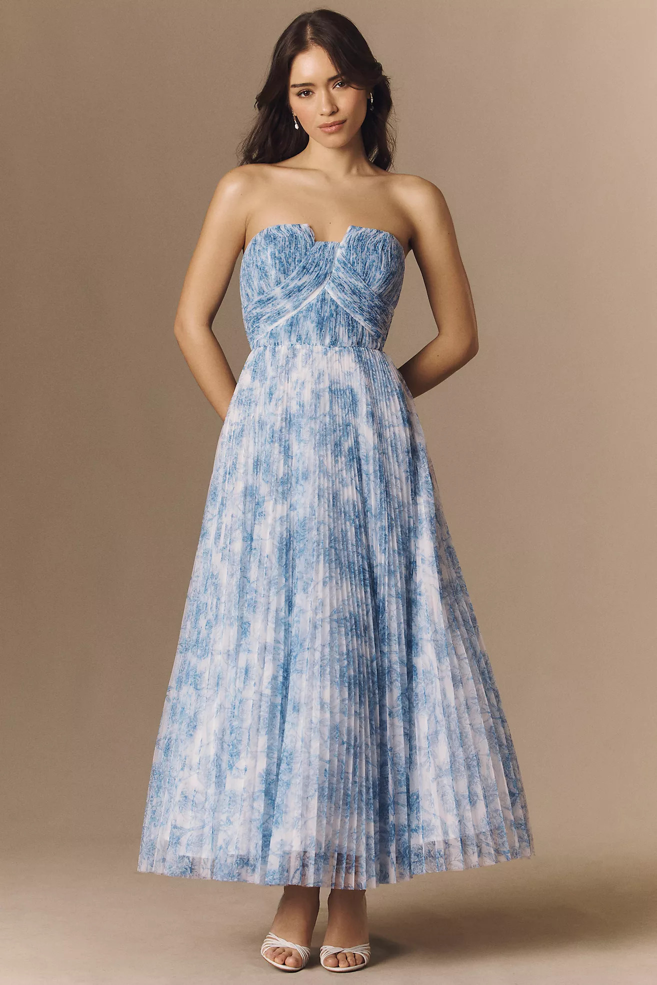 Hutch Corene Strapless Floral Tulle A-Line Midi Dress | Anthropologie (US)
