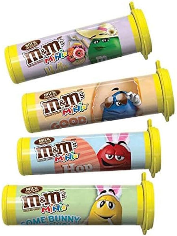 Mars (4) M&M's Minis Tubes Candy Containers - Easter Edition Set - Green, Blue, Red & Yellow M&M'... | Amazon (US)