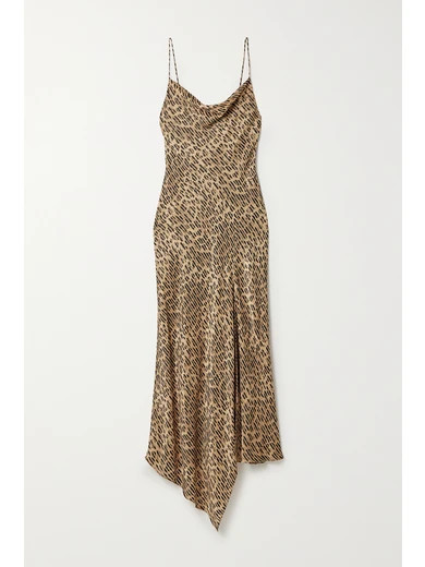 Alice Olivia - Harmony Draped Leopard-print Satin-twill And Voile Dress - Leopard print | NET-A-PORTER (US)