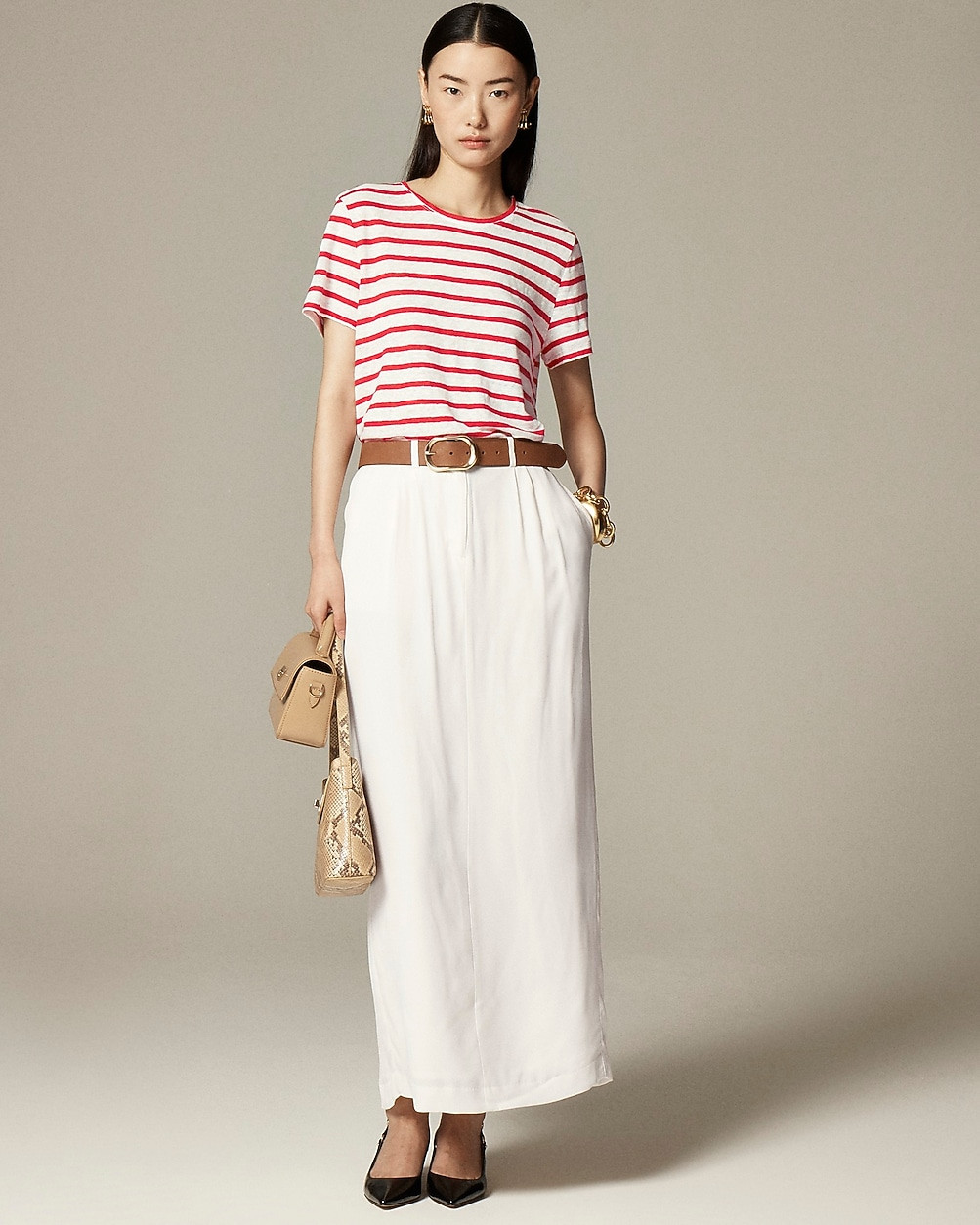 New relaxed linen T-shirt in stripe | J. Crew US