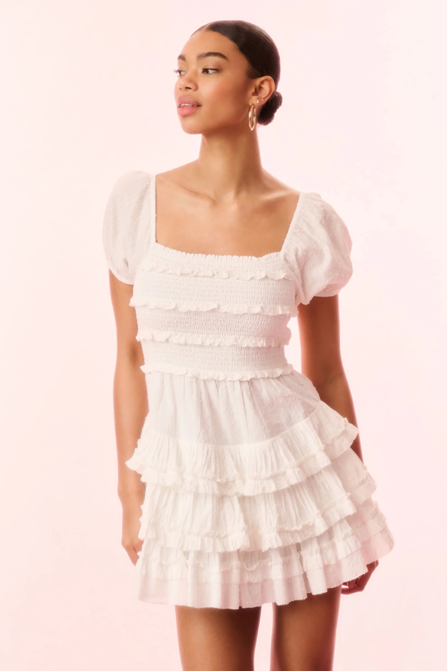 Fellows Cotton Ruffle Mini Dress | LoveShackFancy