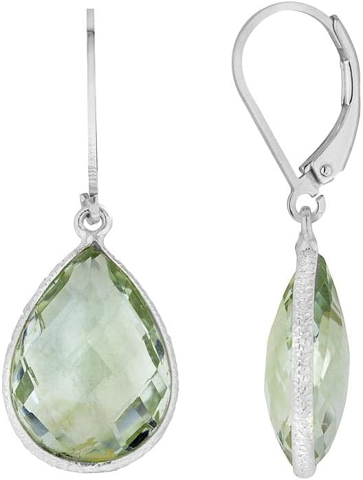 12.0 Carat (ctw) Green Amethyst Teardrop Earrings in Sterling Silver | Amazon (US)